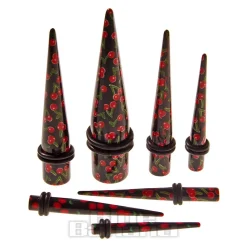 Blue Banana Acrylic Cherry Ear Stretcher (Black/Red)