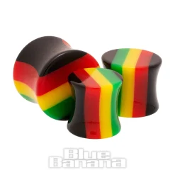 Blue Banana Acrylic Coloured Stripes Ear Plug 3-18mm (Multicoloured)