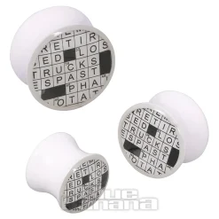Blue Banana Acrylic Crossword Plug 4-22mm (White)
