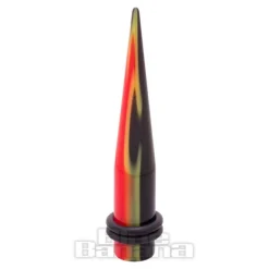 Blue Banana Acrylic Flames Ear Stretcher (Black/Orange)