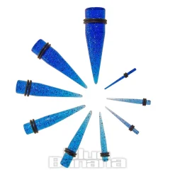Blue Banana Acrylic Glitter Ear Stretcher 2-10mm (Blue)
