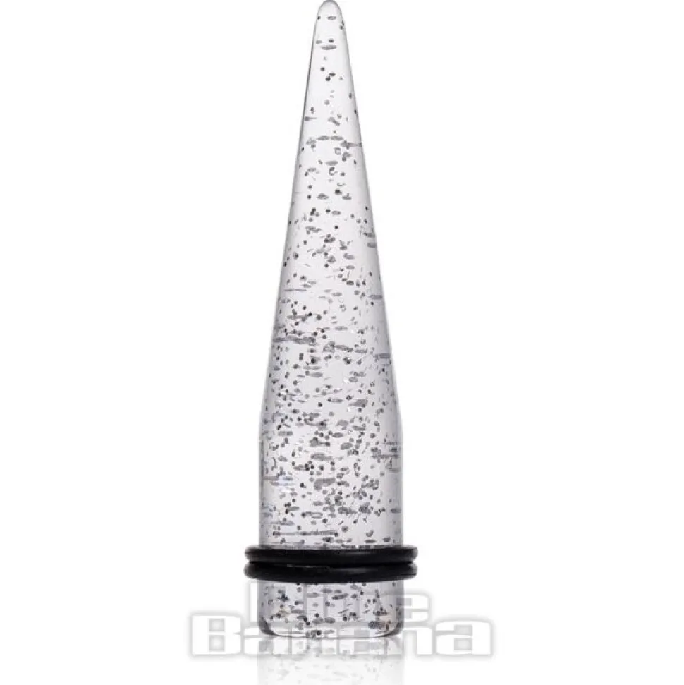 Blue Banana Acrylic Glitter Ear Stretcher 12-18mm (Clear)