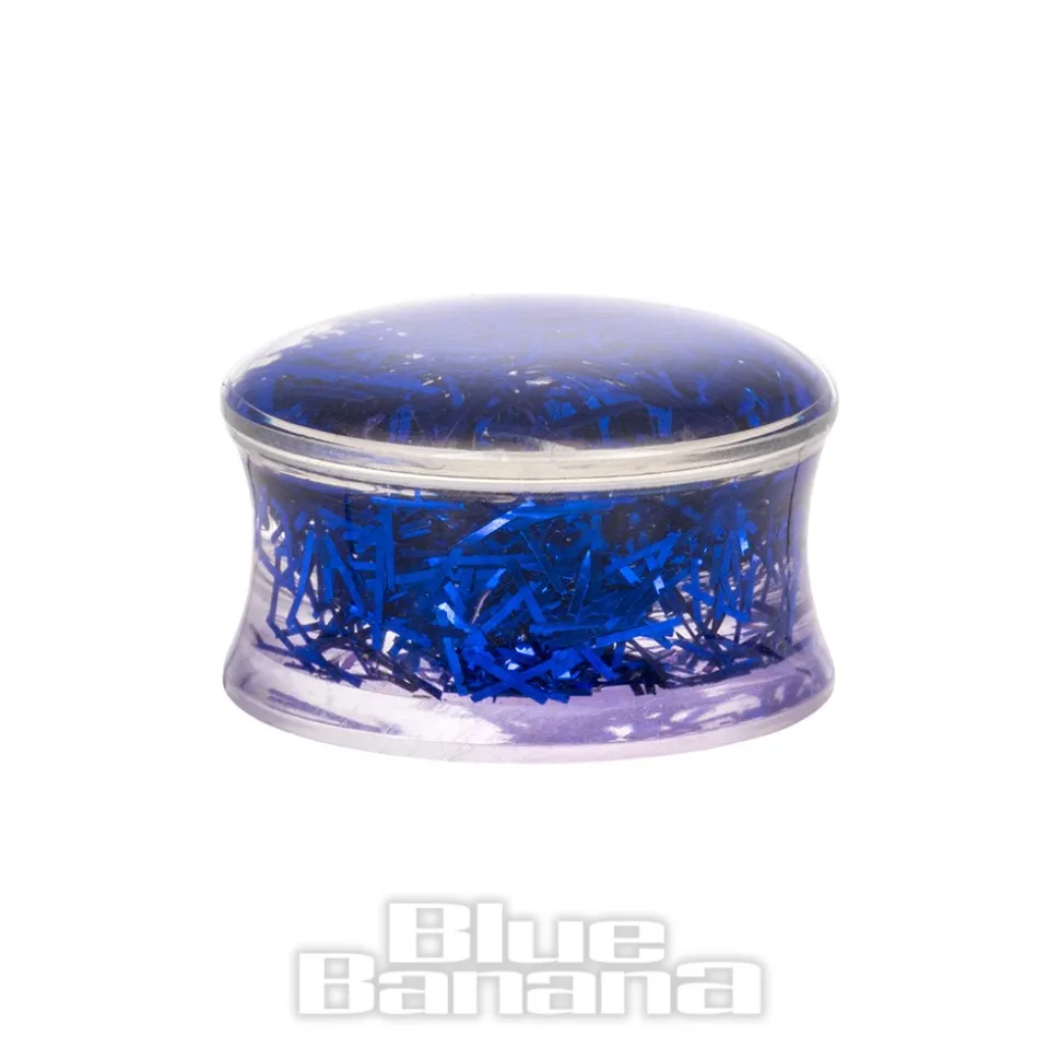 Blue Banana Acrylic Glitter Ear Plug 8-20mm (Blue)