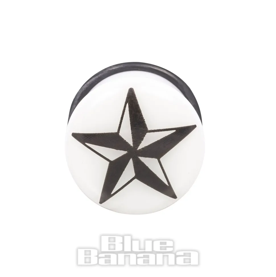 Blue Banana Acrylic Glow Nautical Ear Plug 3-12mm (White)