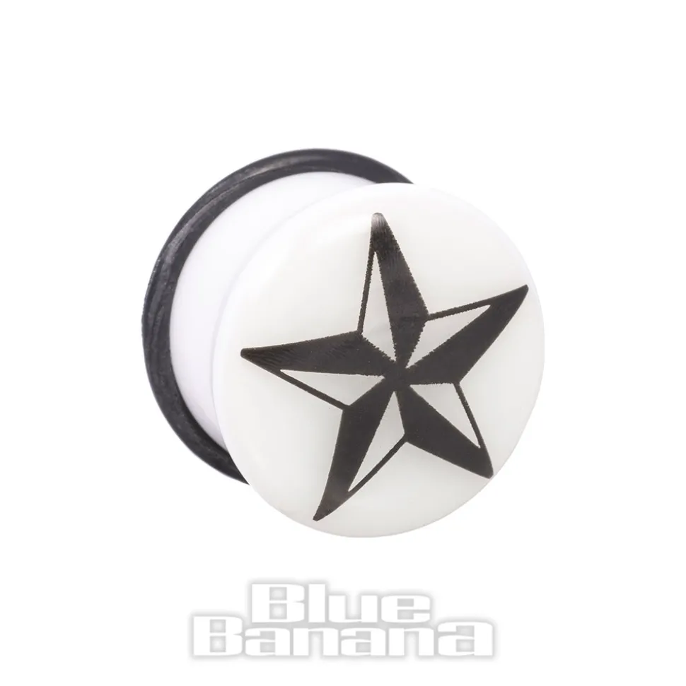 Blue Banana Acrylic Glow Nautical Ear Plug 3-12mm (White)