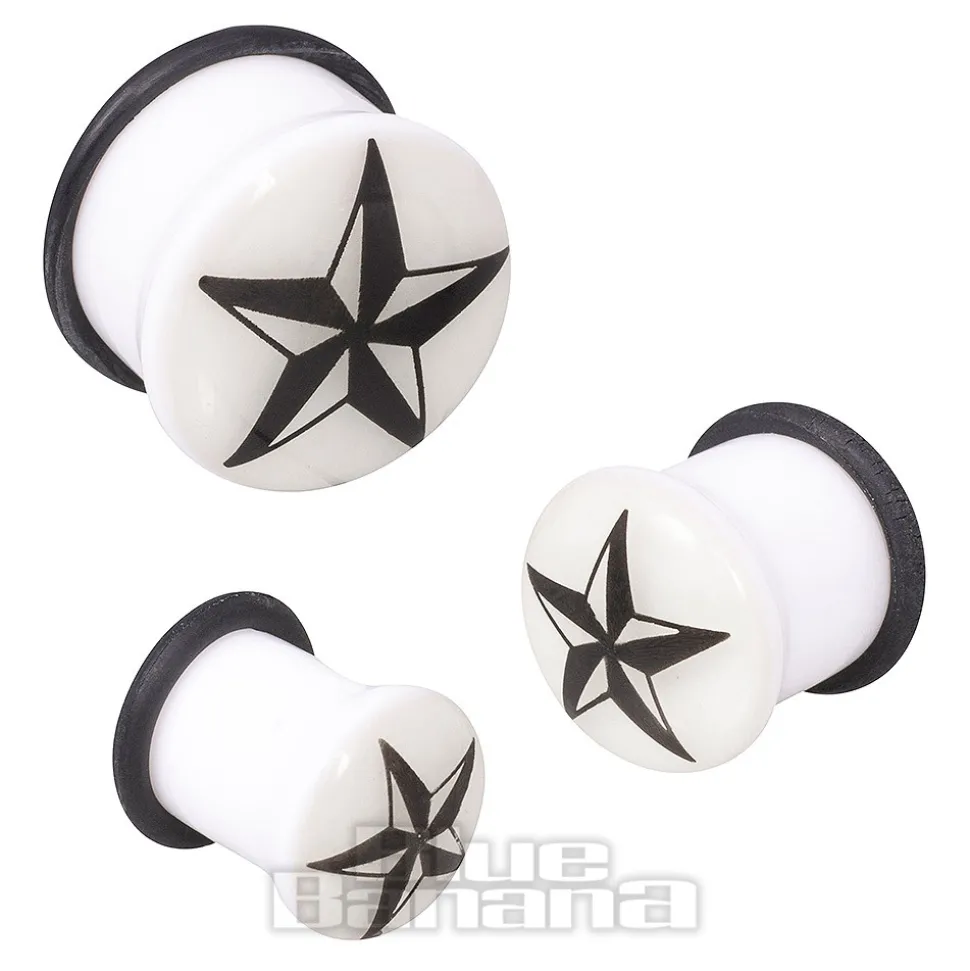 Blue Banana Acrylic Glow Nautical Ear Plug 3-12mm (White)