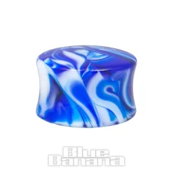 Blue Banana Acrylic Marble Ear Plug 10-20mm (Blue)
