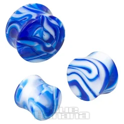 Blue Banana Acrylic Marble Ear Plug 10-20mm (Blue)