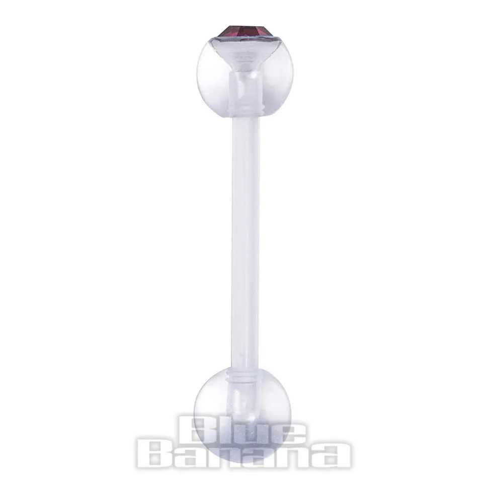 Blue Banana Acrylic 1.6mm Jewelled Bendy Tongue Bar (Amethyst)