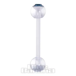 Blue Banana Acrylic 1.6mm Jewelled Bendy Tongue Bar (Zircon)
