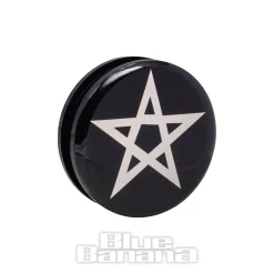Blue Banana Acrylic Pentagram Ear Plug 26-36mm (Black/White)