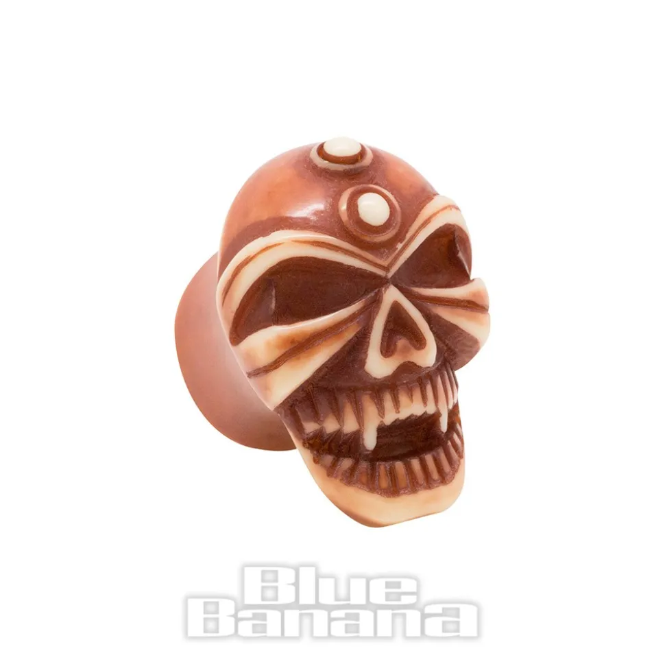 Blue Banana Acrylic Skull Ear Plug 4-12mm (Brown)