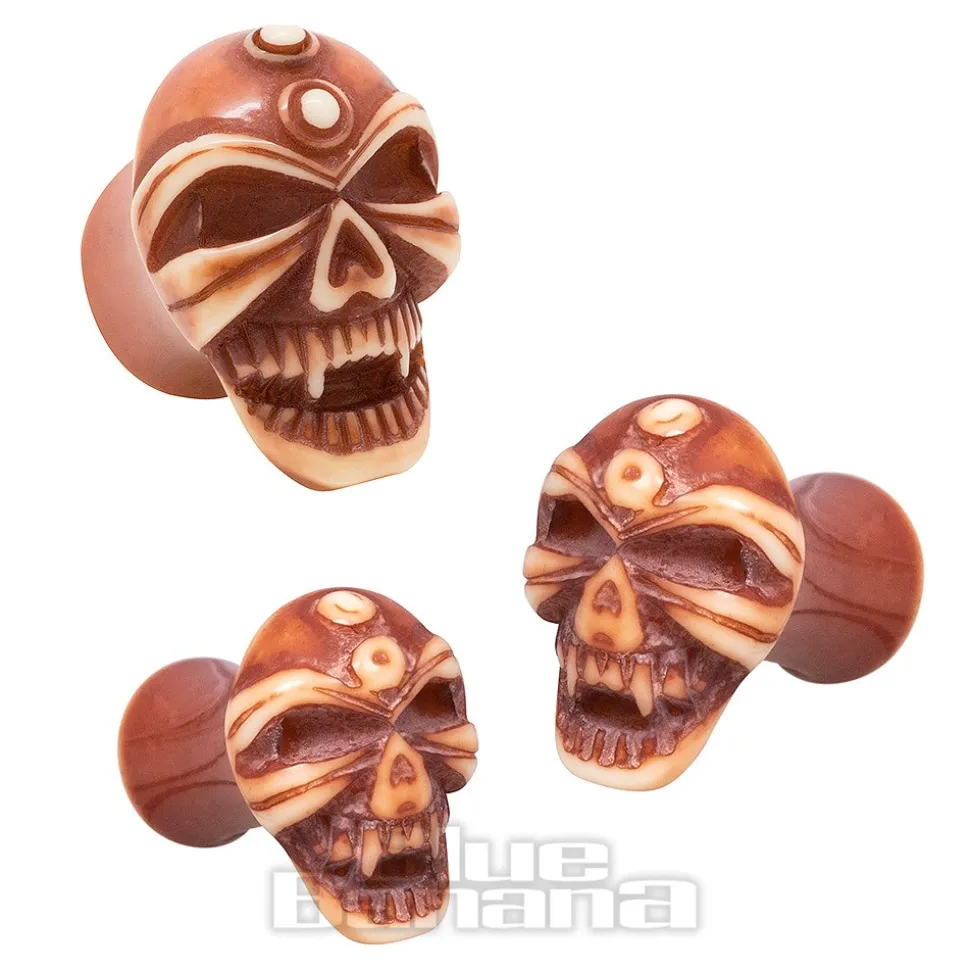 Blue Banana Acrylic Skull Ear Plug 4-12mm (Brown)
