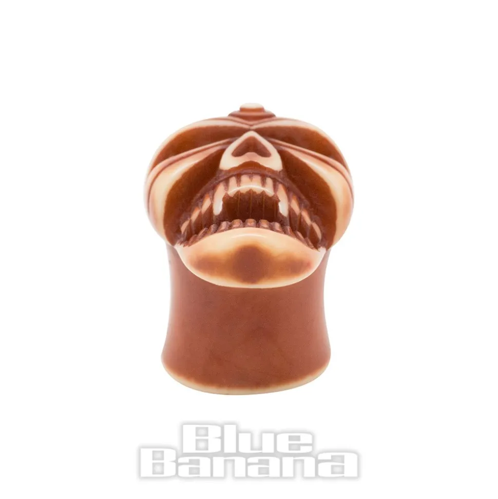 Blue Banana Acrylic Skull Ear Plug 4-12mm (Brown)