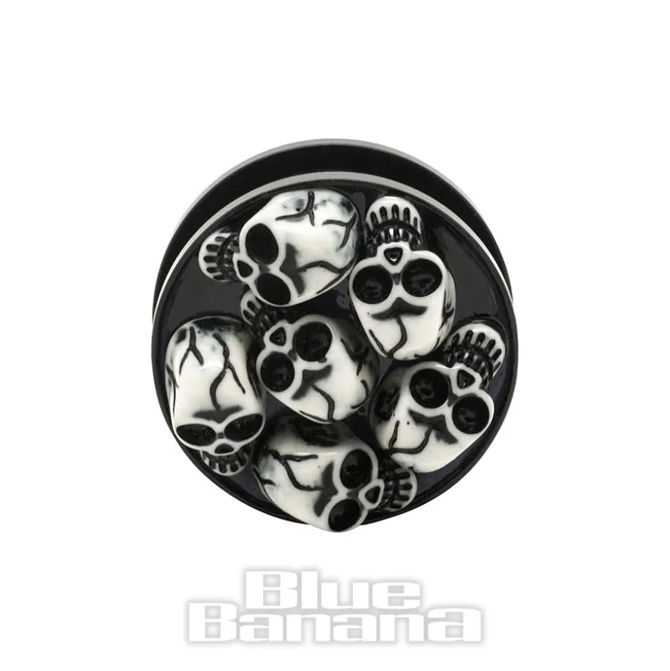 Blue Banana Acrylic Skull Ear Plug 8-30mm (Black)