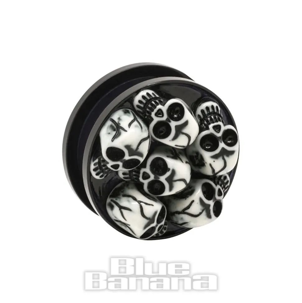 Blue Banana Acrylic Skull Ear Plug 8-30mm (Black)