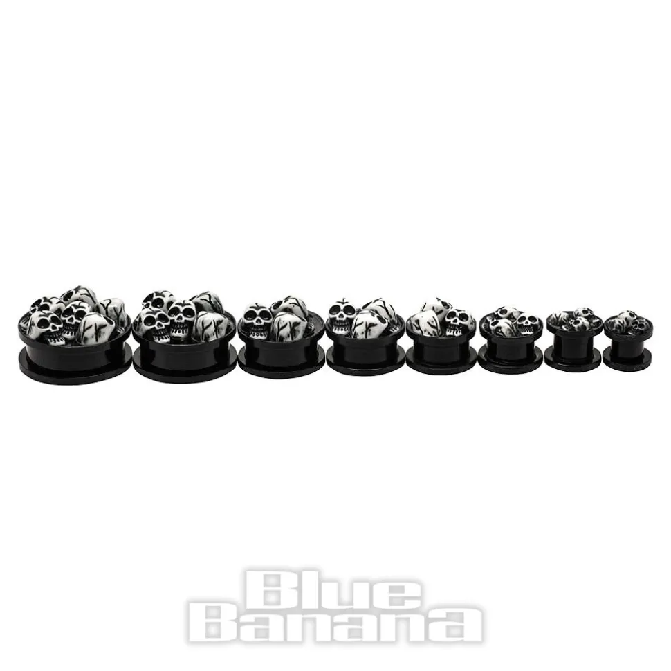 Blue Banana Acrylic Skull Ear Plug 8-30mm (Black)