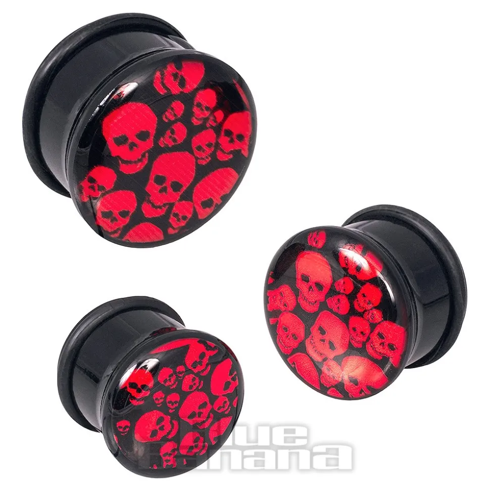 Blue Banana Acrylic Skulls Ear Plug 4-22mm (Red)