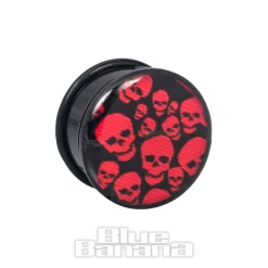 Blue Banana Acrylic Skulls Ear Plug 4-22mm (Red)