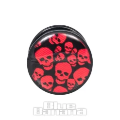 Blue Banana Acrylic Skulls Ear Plug 4-22mm (Red)