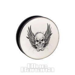 Blue Banana Acrylic Skull Wings Ear Plug 26-36mm (White)