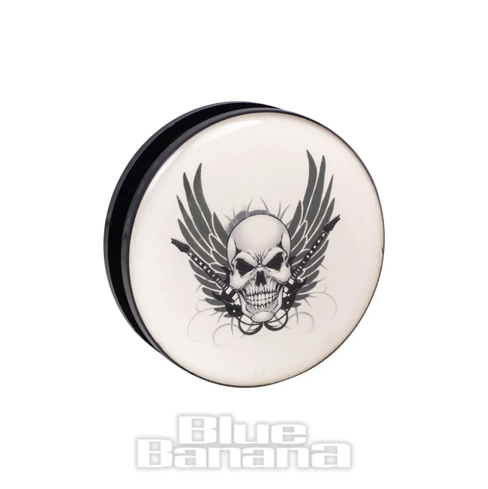 Blue Banana Acrylic Skull Wings Ear Plug 26-36mm (White)