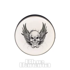 Blue Banana Acrylic Skull Wings Ear Plug 26-36mm (White)
