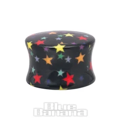 Blue Banana Acrylic Star Ear Plug 6-16mm (Black)