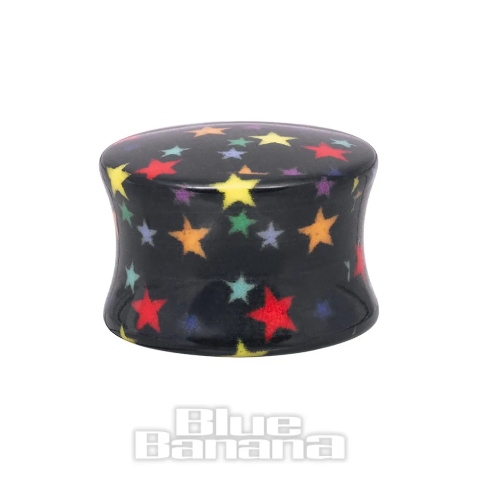 Blue Banana Acrylic Star Ear Plug 6-16mm (Black)