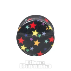 Blue Banana Acrylic Star Ear Plug 6-16mm (Black)