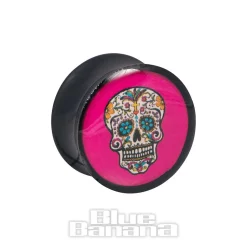 Blue Banana Acrylic Sugarskull Ear Plug 4-22mm (Pink)