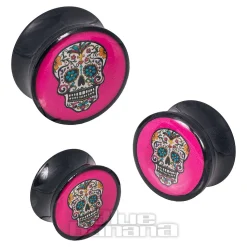 Blue Banana Acrylic Sugarskull Ear Plug 4-22mm (Pink)