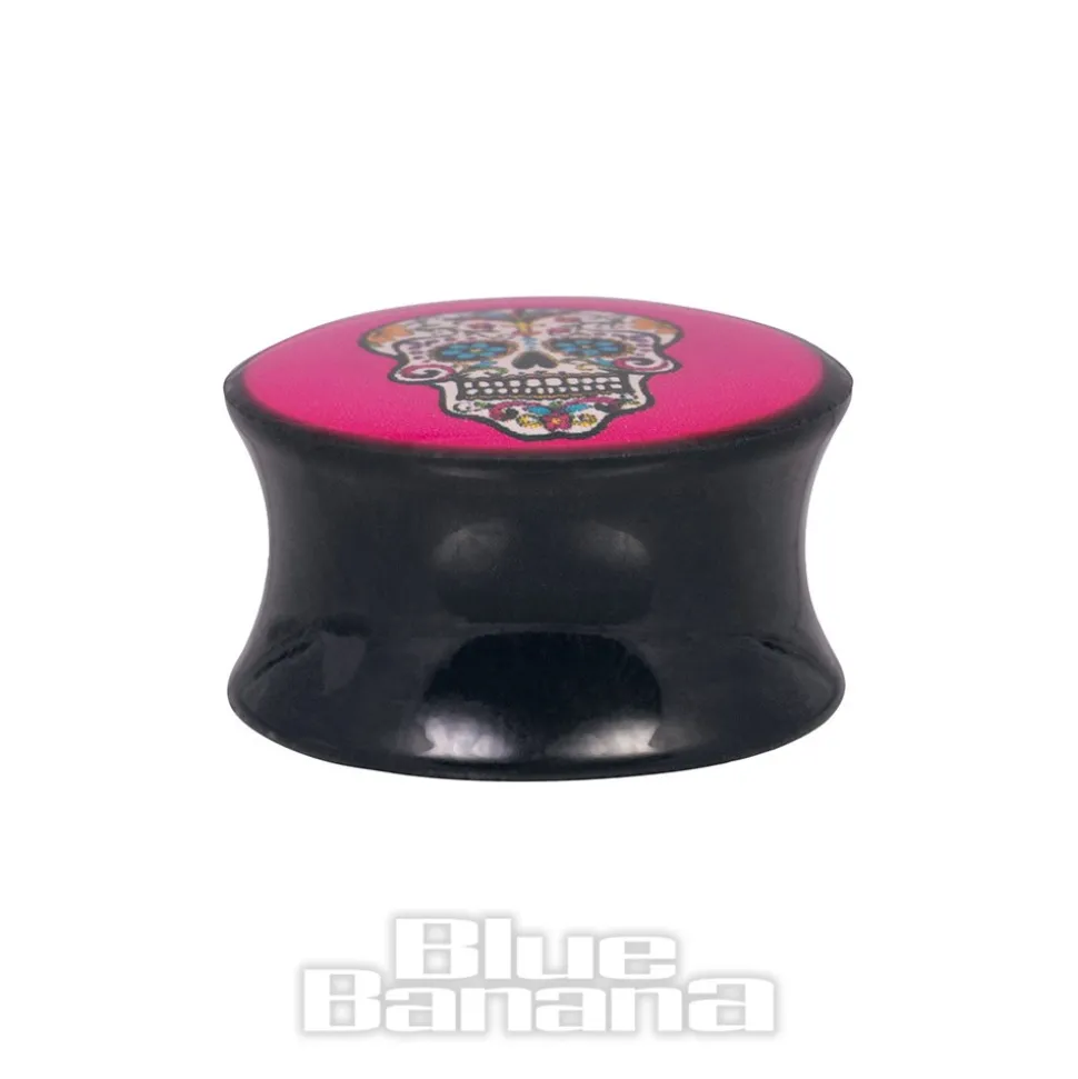 Blue Banana Acrylic Sugarskull Ear Plug 4-22mm (Pink)