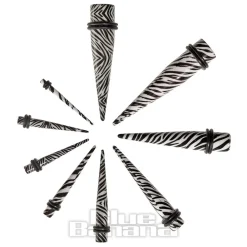 Blue Banana Acrylic Zebra Ear Stretcher (Black/White)