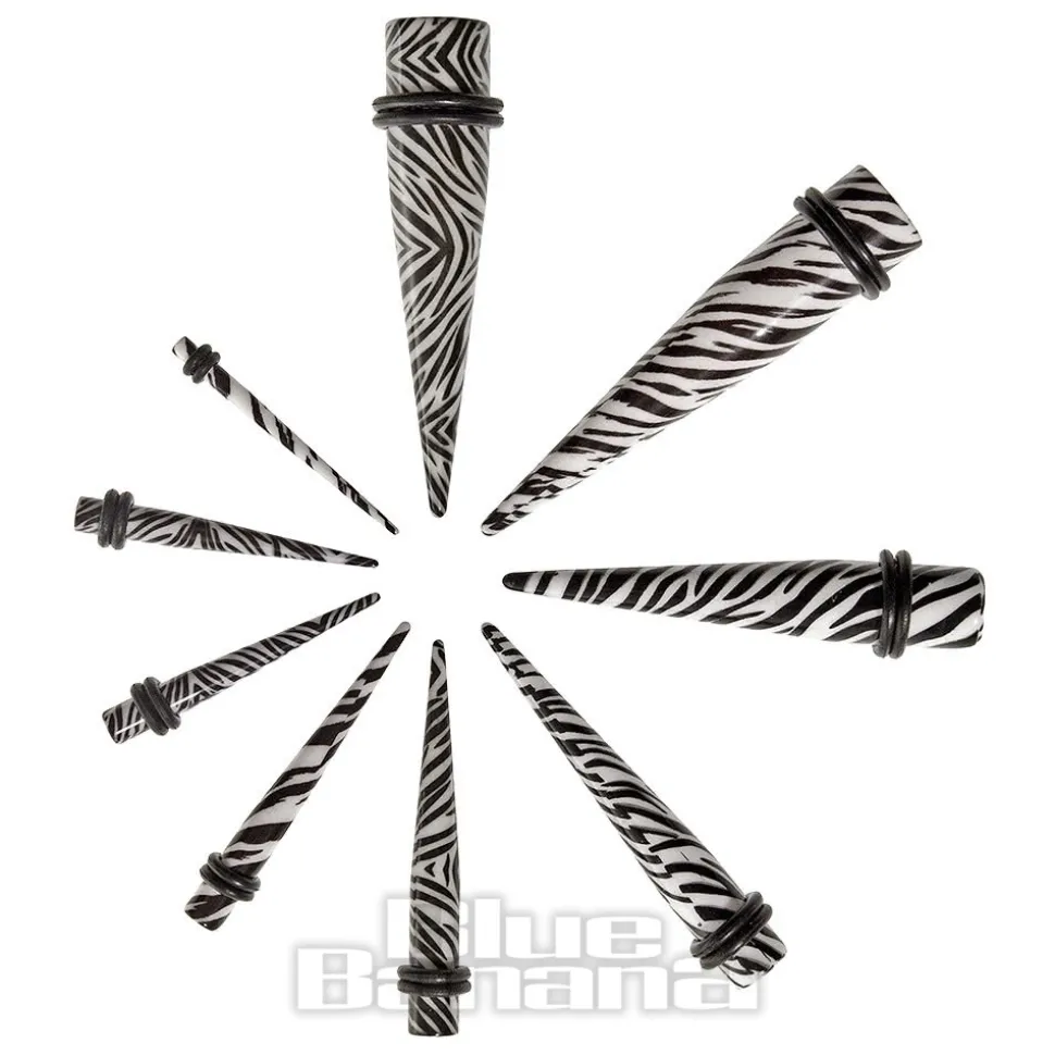Blue Banana Acrylic Zebra Ear Stretcher (Black/White)