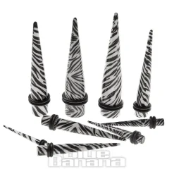 Blue Banana Acrylic Zebra Ear Stretcher (Black/White)