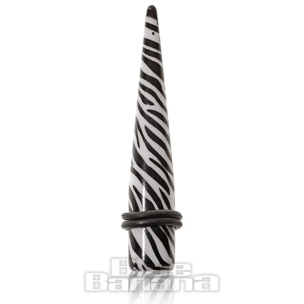 Blue Banana Acrylic Zebra Ear Stretcher (Black/White)