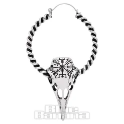 Blue Banana Alien Skull Plug Hoop Earrings (Silver)