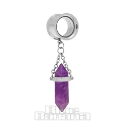 Blue Banana Amethyst Surgical Steel Tunnel (Silver/Purple)