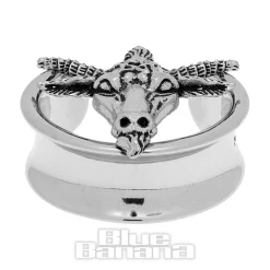 Blue Banana Baphomet Surgical Steel Tunnel (Silver)