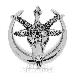 Blue Banana Baphomet Surgical Steel Tunnel (Silver)