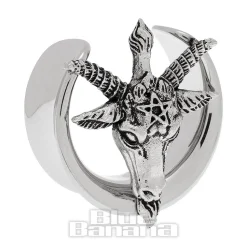 Blue Banana Baphomet Surgical Steel Tunnel (Silver)