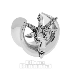 Blue Banana Baphomet Surgical Steel Tunnel (Silver)