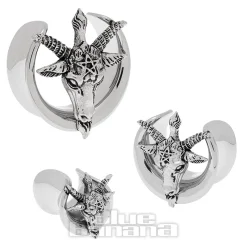 Blue Banana Baphomet Surgical Steel Tunnel (Silver)