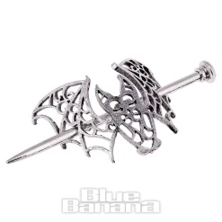 Blue Banana Bat Cut Out Hair Pin (Silver)