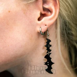 Blue Banana Bat Earrings (Black)