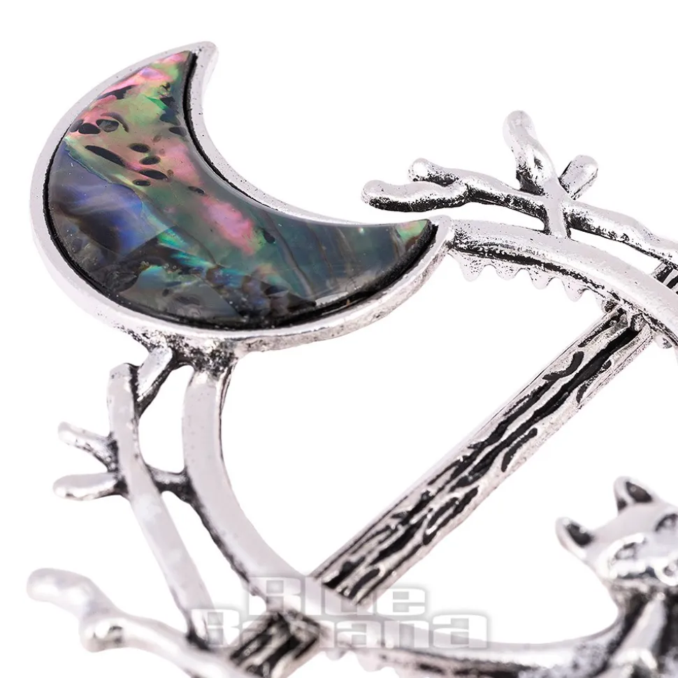 Blue Banana Bat & Moon Hair Pin (Silver)