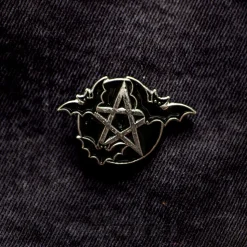 Blue Banana Bats & Pentagrams Pin Badge (Black)