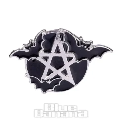 Blue Banana Bats & Pentagrams Pin Badge (Black)