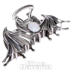Blue Banana Bat & Stone Hair Clip (Silver)